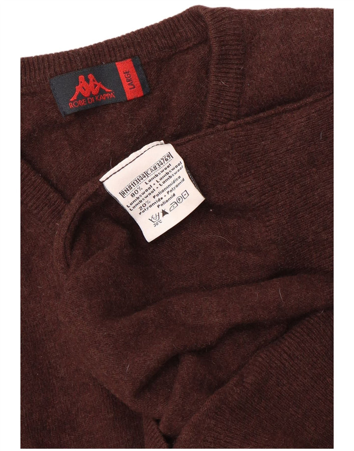 Maglione Kappa da donna con scollo a V UK 16 grande lana marrone