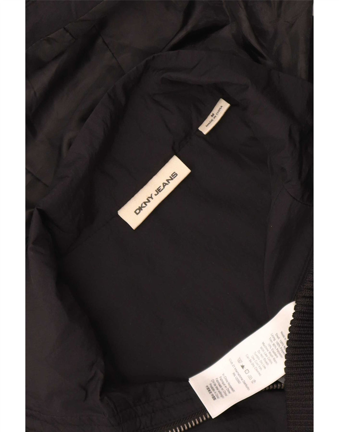 Giubbotto bomber con cappuccio da donna Dkny UK 14 nylon nero medio