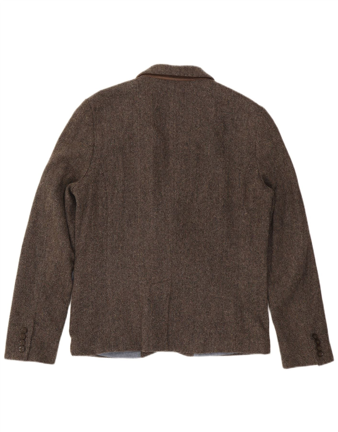 Giacca blazer da uomo a 2 bottoni Superdry UK 44 2XL Cotone a spina di pesce marrone