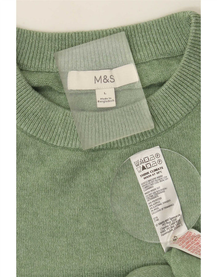 Maglione maglione girocollo da uomo Marks & Spencer grande poliestere verde