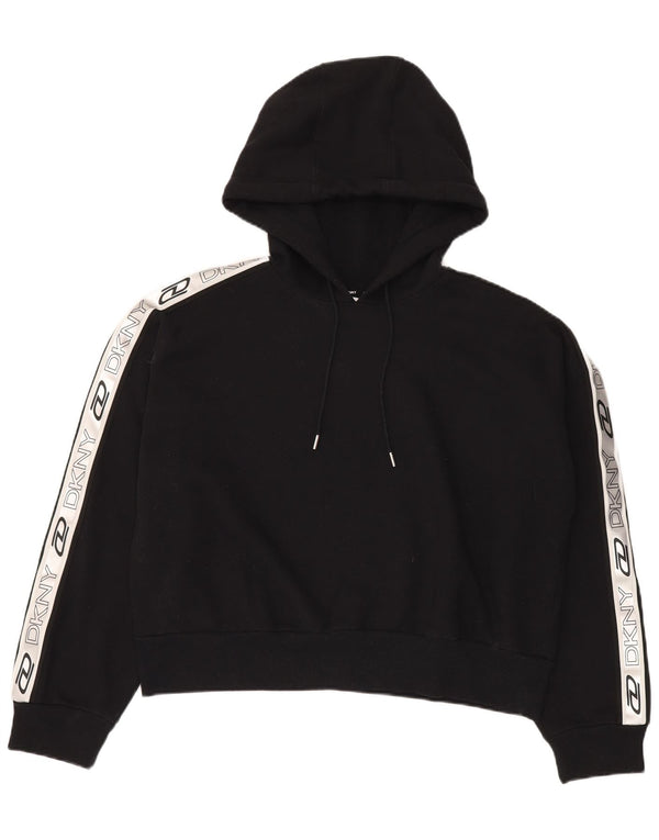 Maglione con cappuccio grafico oversize da donna Dkny UK 18 XL cotone nero