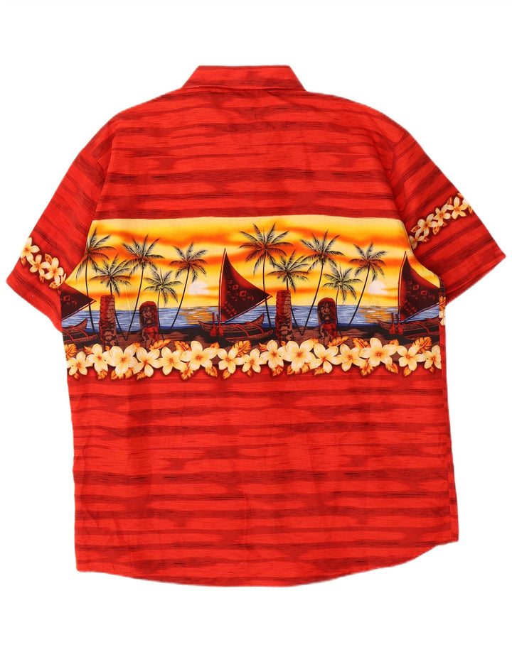 Camicia a maniche corte da uomo Lowes grande hawaiana in poliestere floreale rosso