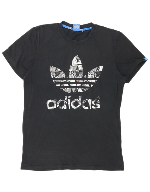 T-shirt grafica da uomo Adidas Top in cotone nero medio