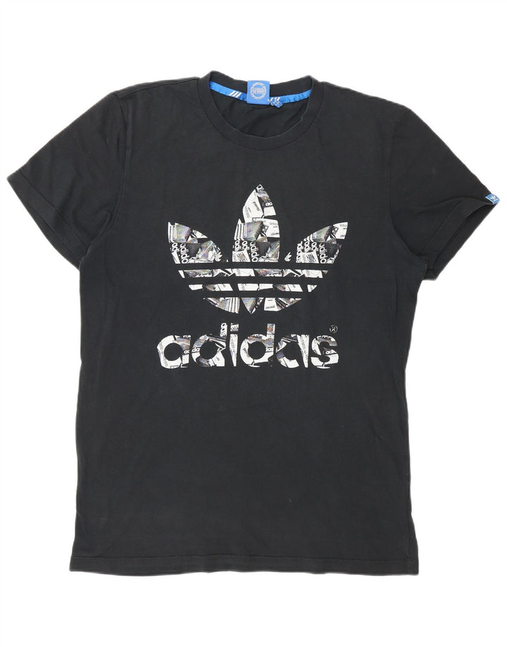 T-shirt grafica da uomo Adidas Top in cotone nero medio