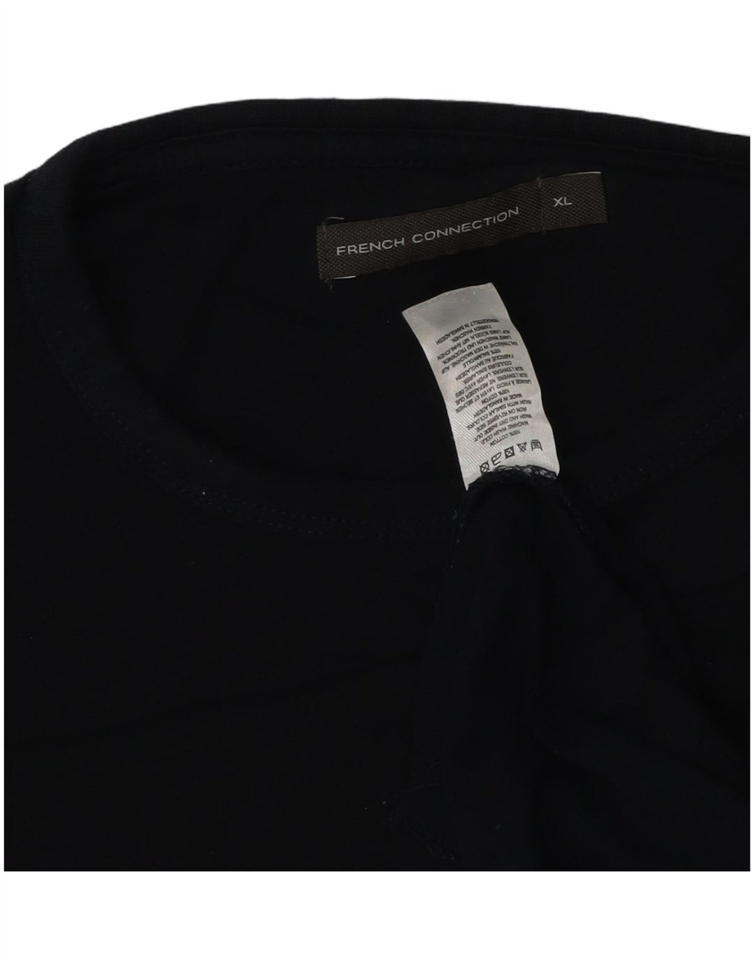 French Connection Top da uomo a manica lunga XL in cotone blu navy