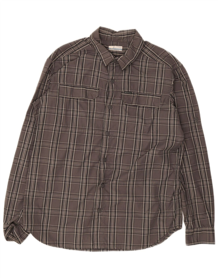 Camicia da uomo Columbia in nylon scozzese grigio medio