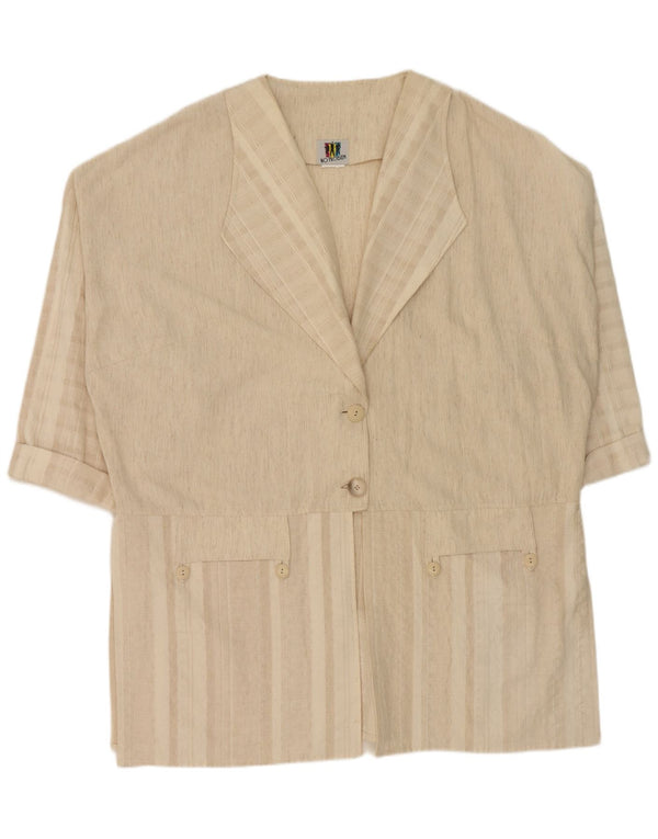 No Problem Abito camicia da donna con maniche a 3/4 UK 16 Grandi righe beige