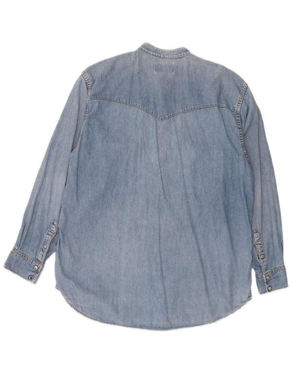 Camicia in denim da uomo Lee grande in cotone blu