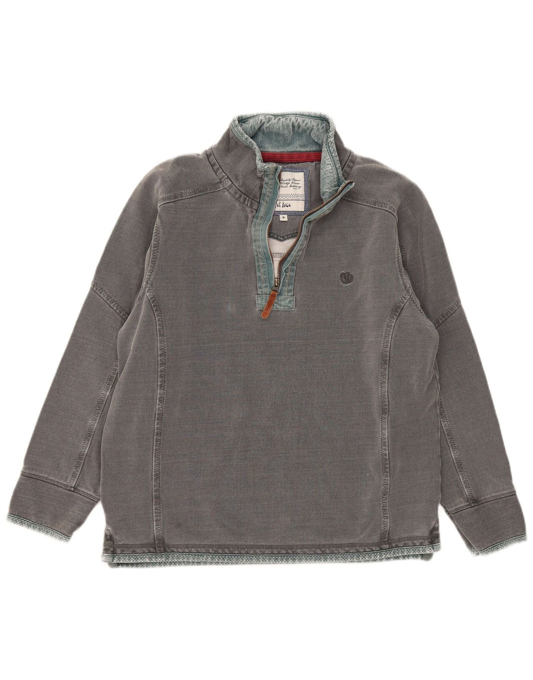 Felpa da uomo con collo con zip Fat Face Maglione in cotone grigio medio