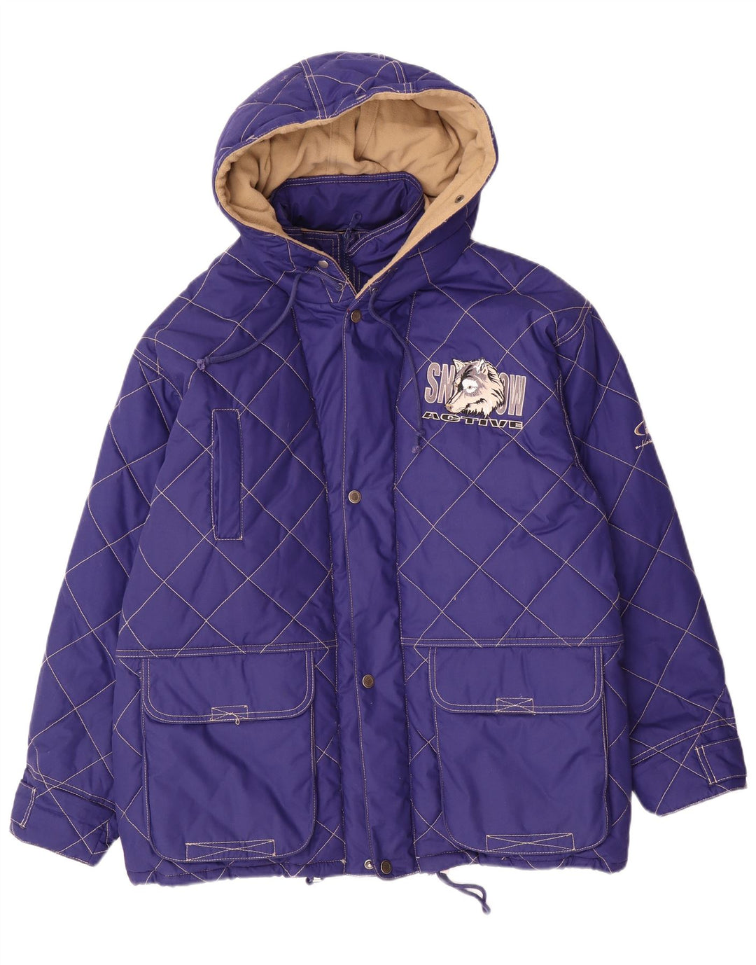 Giacca trapuntata con cappuccio vintage da uomo UK 42 XL poliestere viola