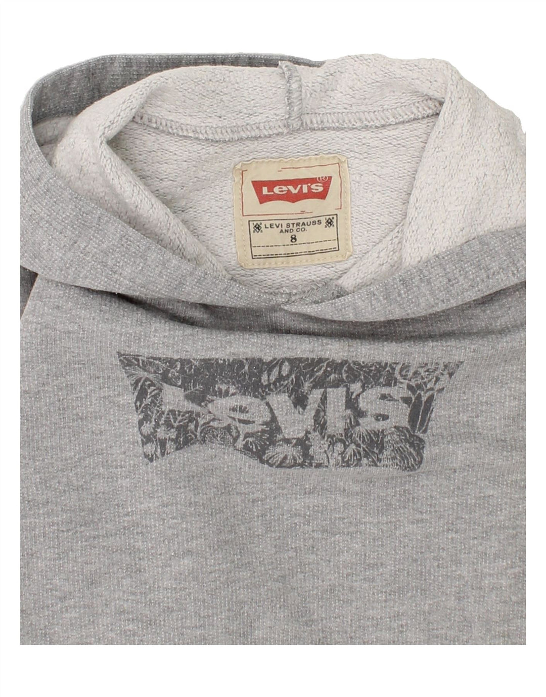 LEVI'S Girls Graphic Hoodie Jumper 7-8 Years Grey Vintage Levi's and Second-Hand Levi's from Messina Hembry 