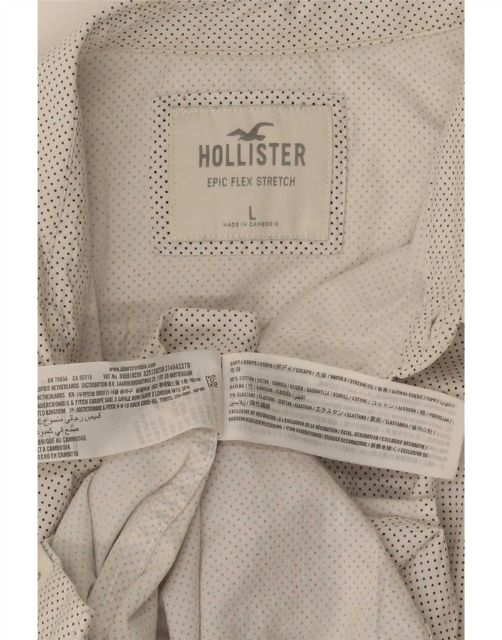 Camicia Hollister da uomo grande in cotone maculato bianco