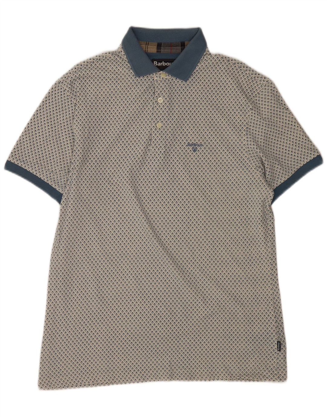 Polo da uomo Barbour grande in cotone geometrico blu