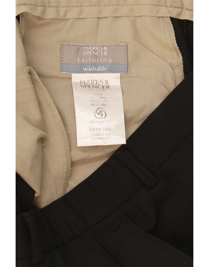 Pantaloni da abito con pegging da uomo Marks & Spencer W34 L33 poliestere nero