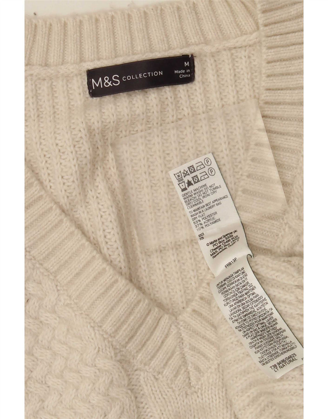 Maglione maglione con scollo a V da donna Marks & Spencer UK 14 medio bianco sporco