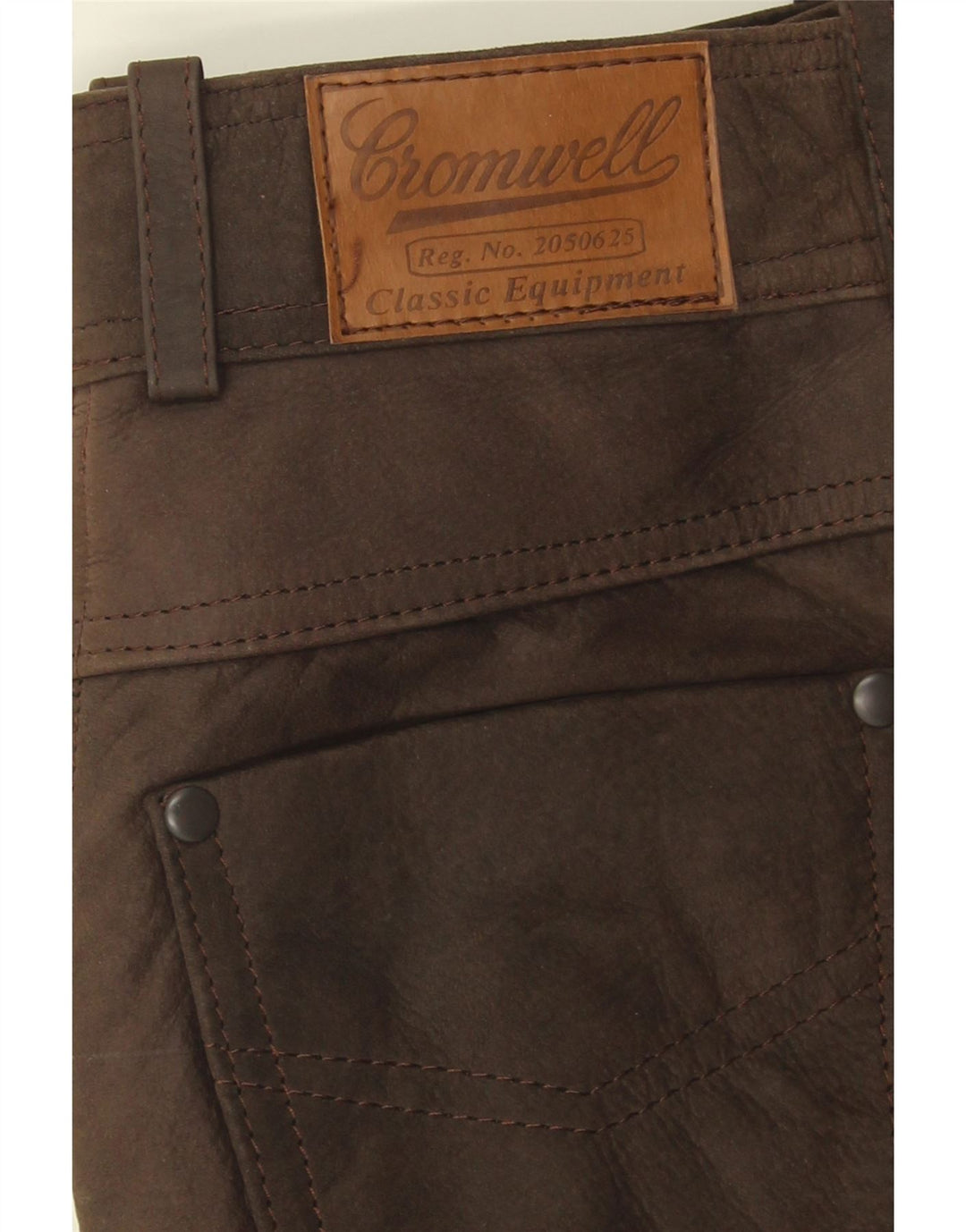 CROMWELL Womens Straight Trousers EU 36 Small W26 L29 Brown Leather Vintage Cromwell and Second-Hand Cromwell from Messina Hembry 