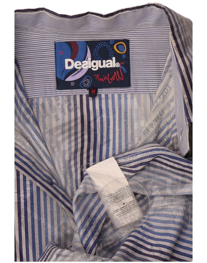Camicia grafica da uomo Desigual in cotone a righe blu medio