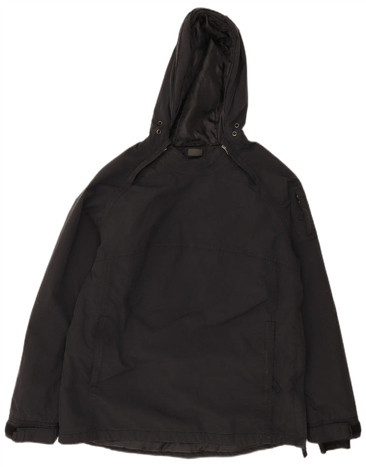 Giacca a vento pullover con cappuccio da donna vintage EU 44 XL nera in poliammide