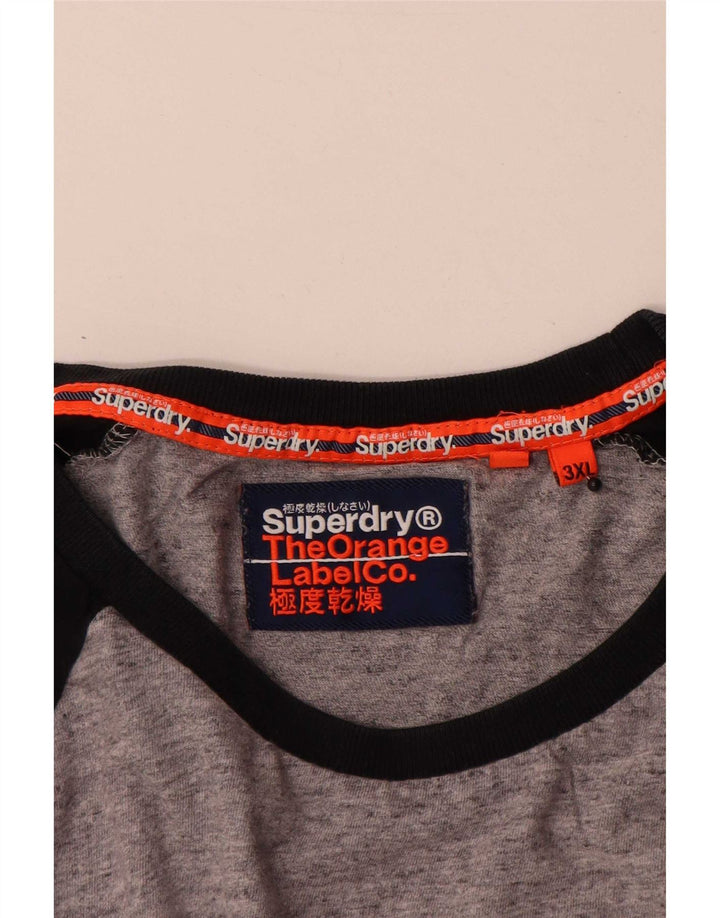 Top da uomo a maniche lunghe Superdry 3XL in cotone color block grigio