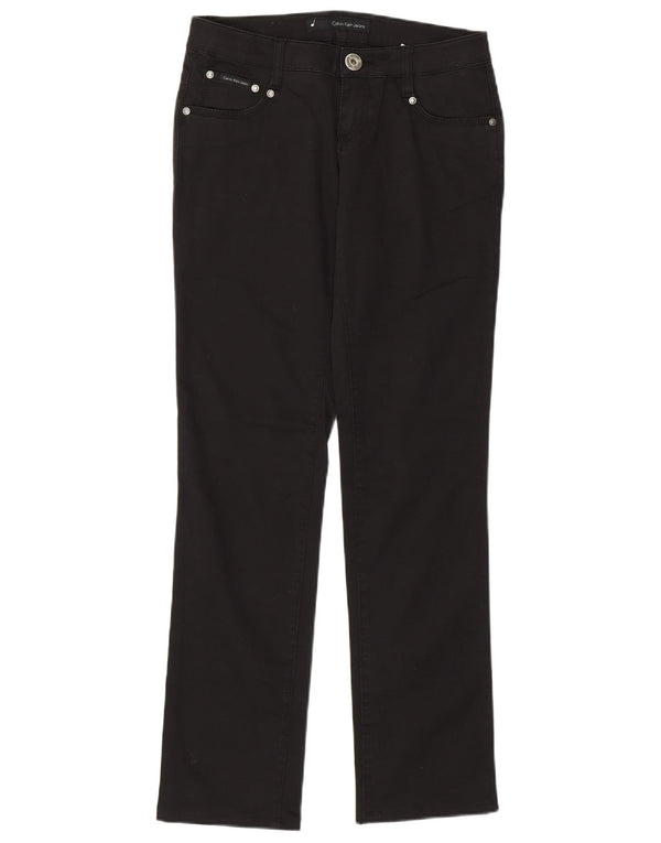 Jeans dritti a vita bassa da donna Calvin Klein W26 L29 cotone nero