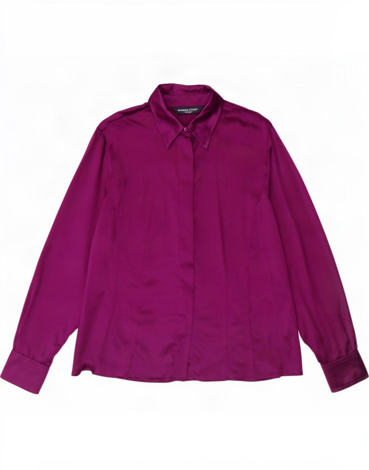 Marina Rinaldi Camicia Camicetta da Donna Taglia 21 Media Marrone Seta
