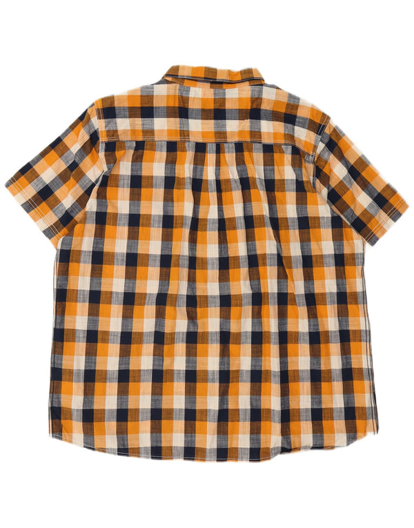 Camicia a maniche corte da uomo Weird Fish 2XL in cotone a quadretti arancione