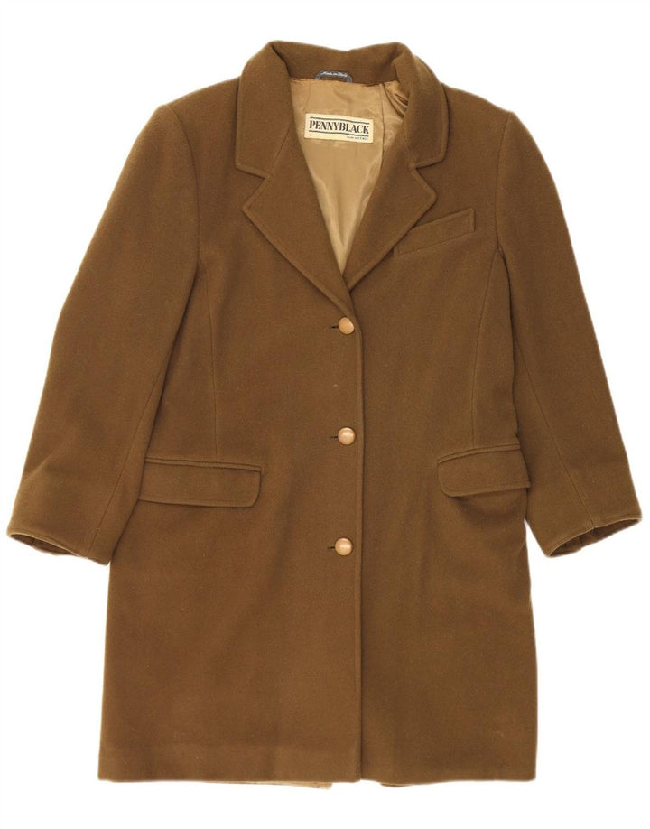 PENNY BLACK Womens Overcoat UK 12 Medium  Khaki Wool