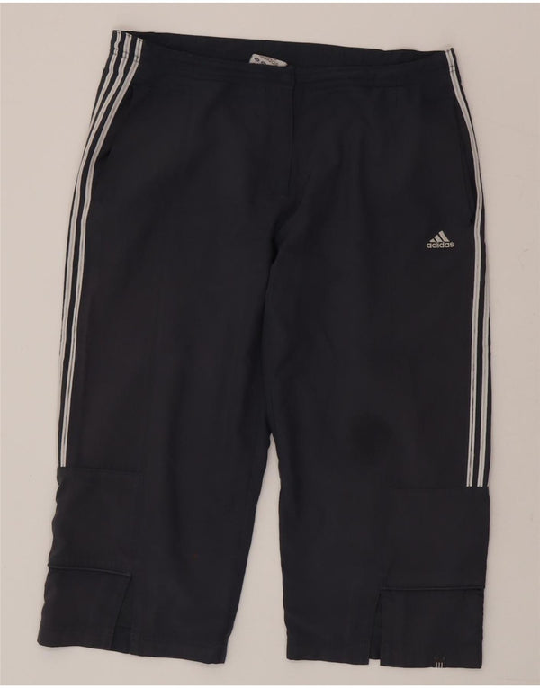 Pantaloni Capri dritti da donna Adidas UK 16 Large Blu Navy Poliestere