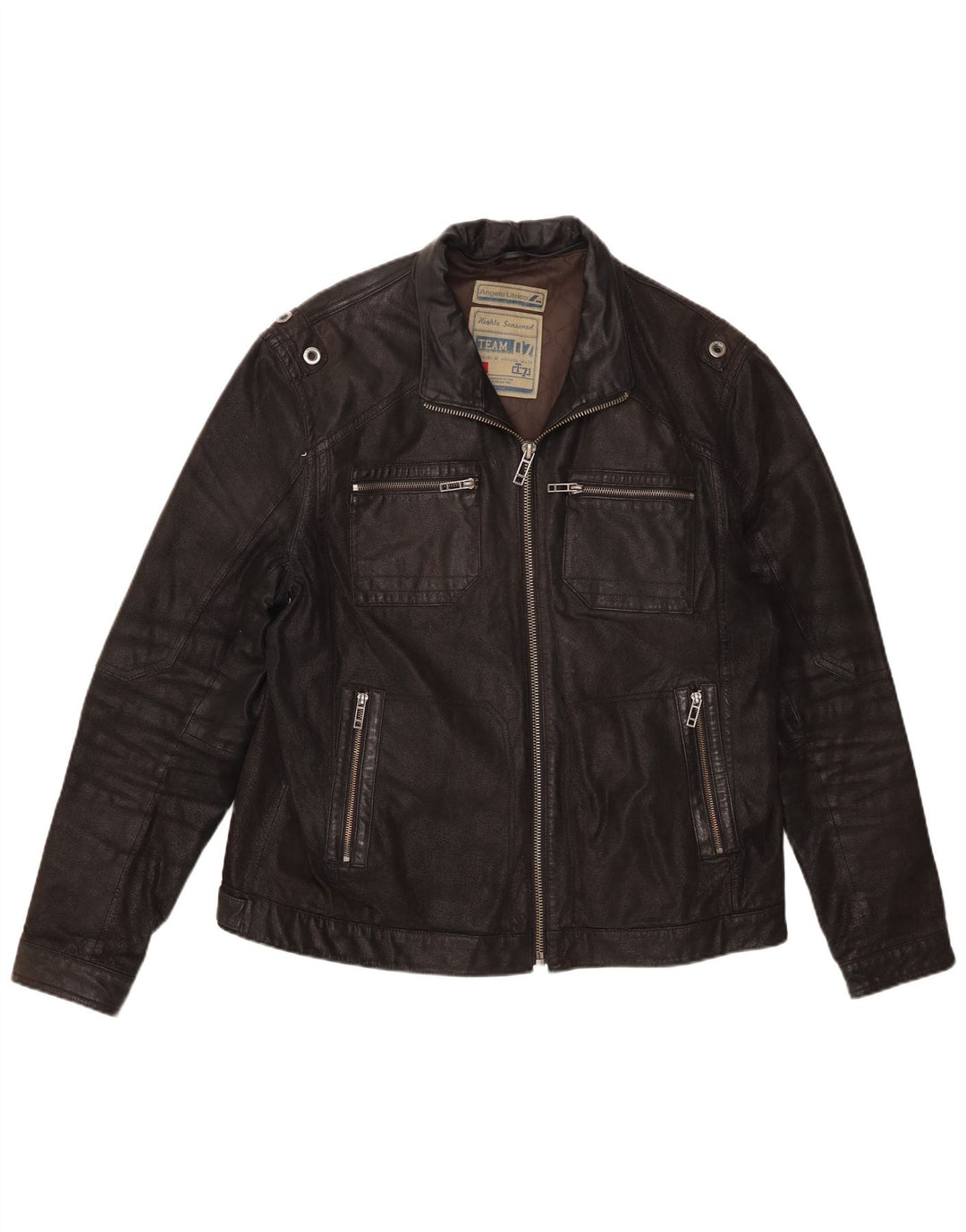 Giacca in pelle da uomo Angelo Litrico UK 42 XL Pelle nera