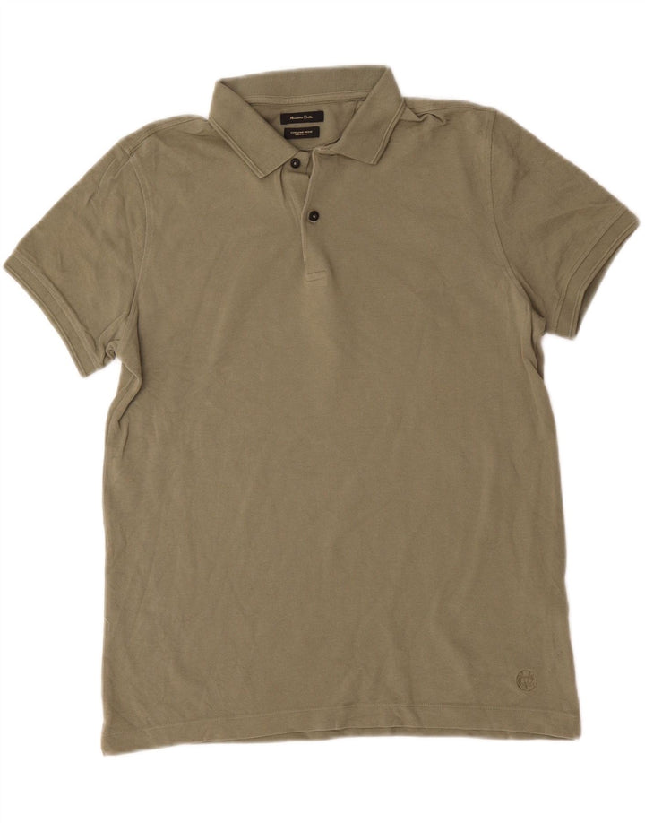 Polo da uomo Massimo Dutti in cotone kaki medio