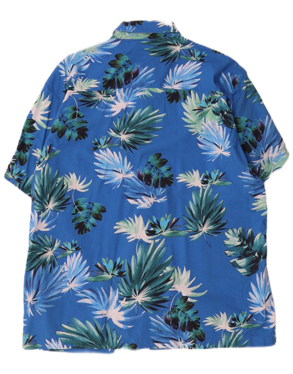 Camicia a maniche corte da uomo Superdry XL in cotone floreale blu hawaiano
