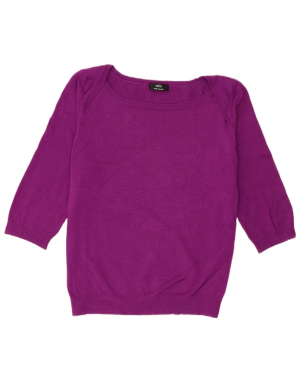 Maglione da donna Marks & Spencer con maniche a 3/4 e scollo a barchetta UK 18 XL Viola