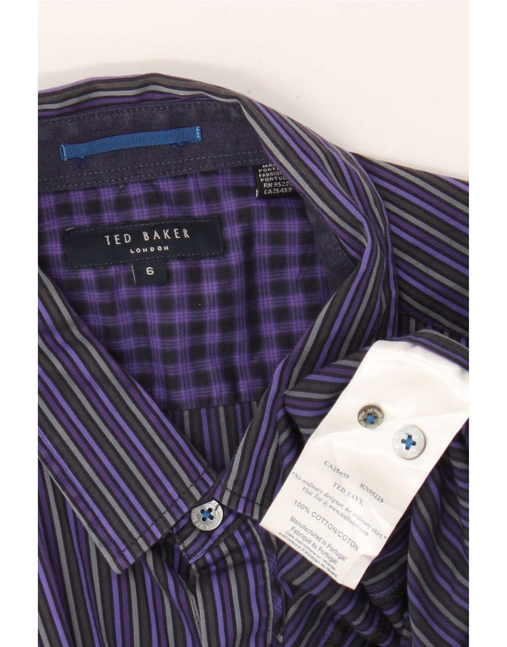 Camicia da uomo Ted Baker taglia 6 2XL cotone a righe viola
