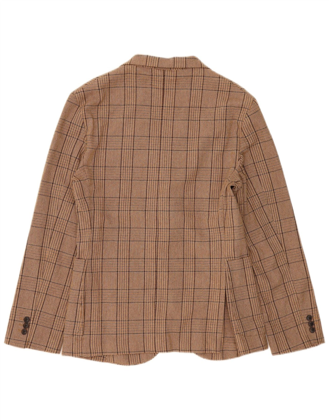Giacca blazer da uomo a 2 bottoni Zara UK 38 Cotone a quadri marrone medio