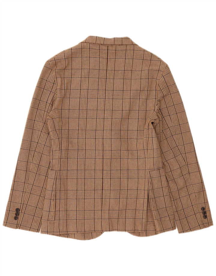 Giacca blazer da uomo a 2 bottoni Zara UK 38 Cotone a quadri marrone medio
