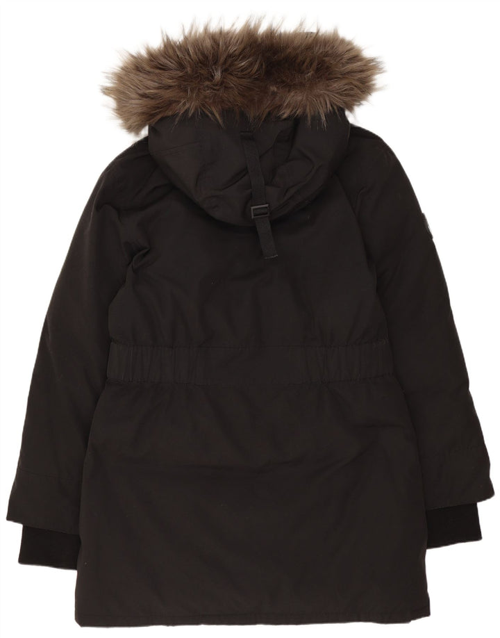 Cappotto imbottito oversize con cappuccio da donna Superdry UK 10 piccolo poliestere nero