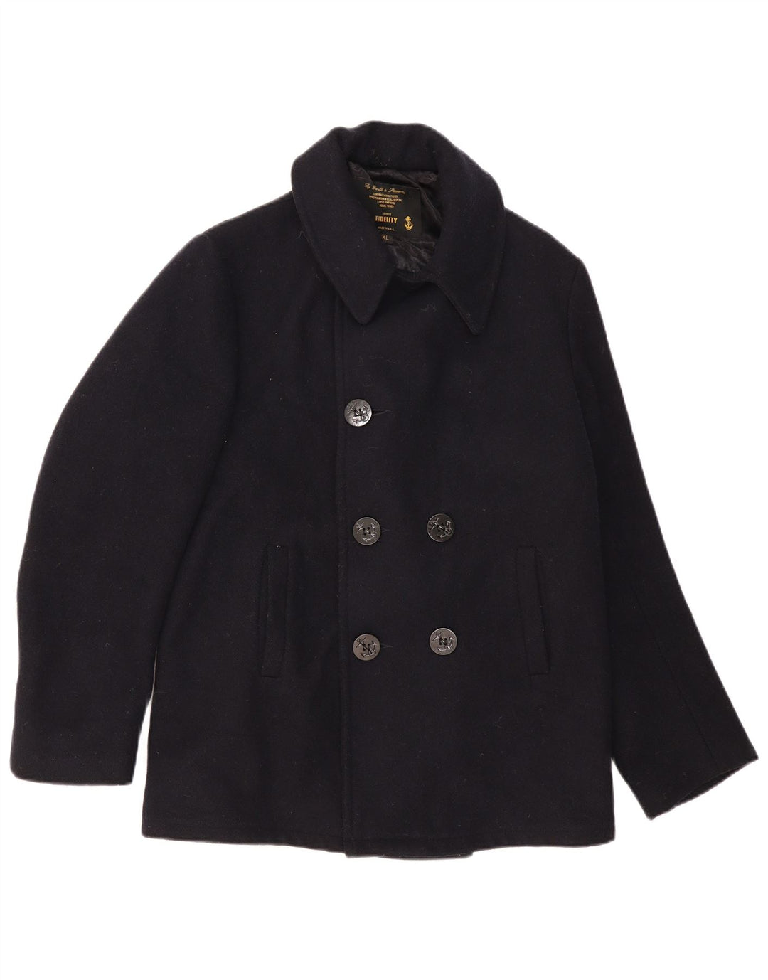 Fidelity Cappotto da marinaio da uomo Gerald & Stewart UK 42 XL Lana blu navy