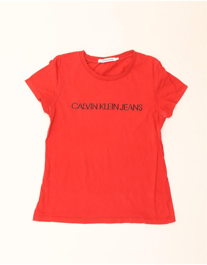 Maglietta grafica da donna Calvin Klein Jeans Top UK 12 rosso medio