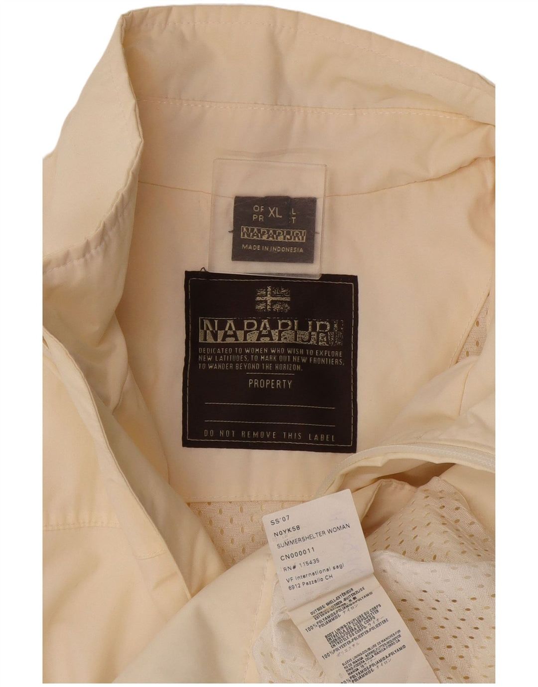 Giacca antipioggia da donna Napapijri UK 18 XL bianco sporco in poliammide