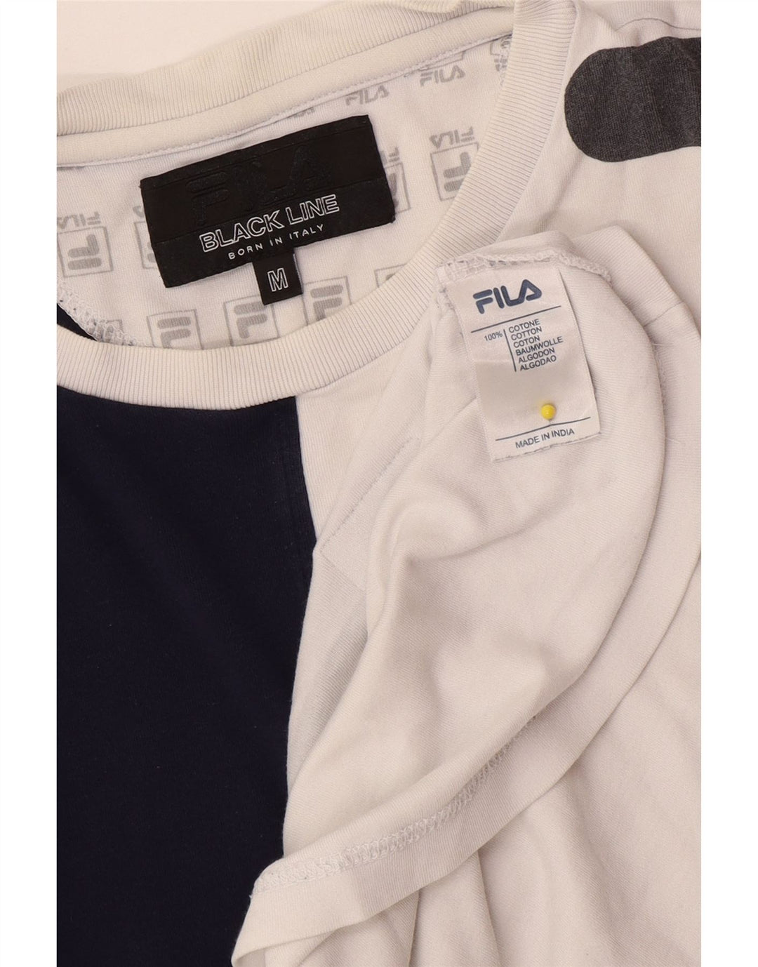 T-shirt grafica da uomo Fila Top in cotone color block bianco medio