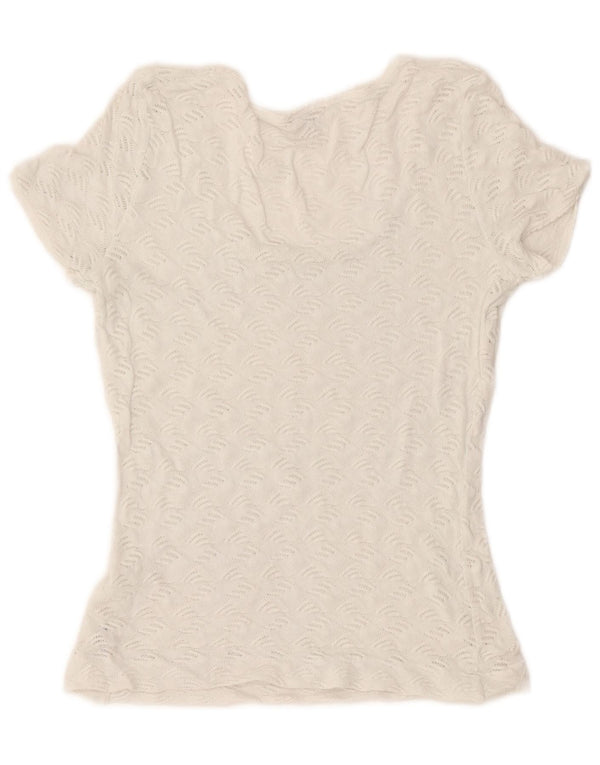 T-shirt trasparente da donna Benetton Top UK 10 piccola in cotone bianco