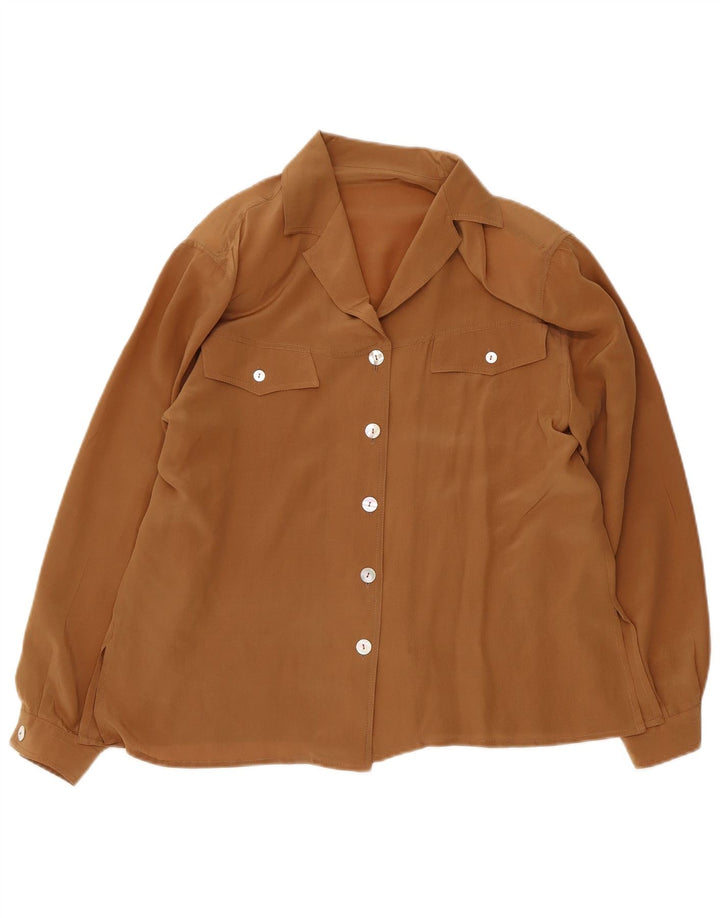 Camicia vintage da donna UK 14 marrone medio