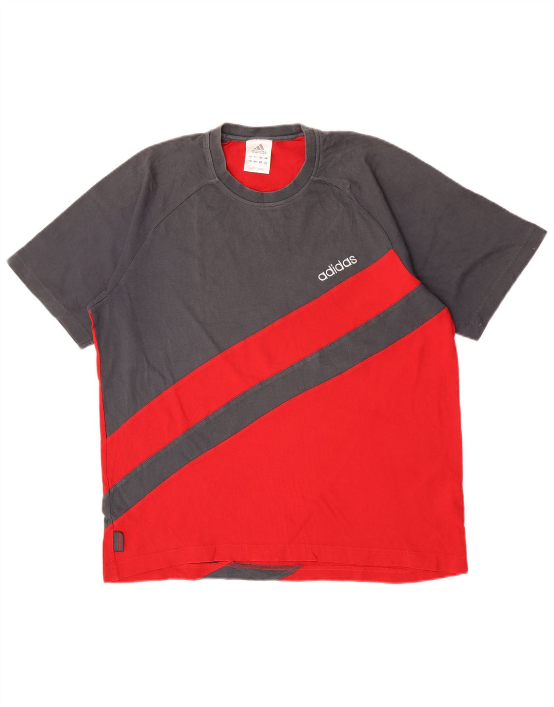 T-shirt Adidas da uomo Top Large in cotone color block grigio