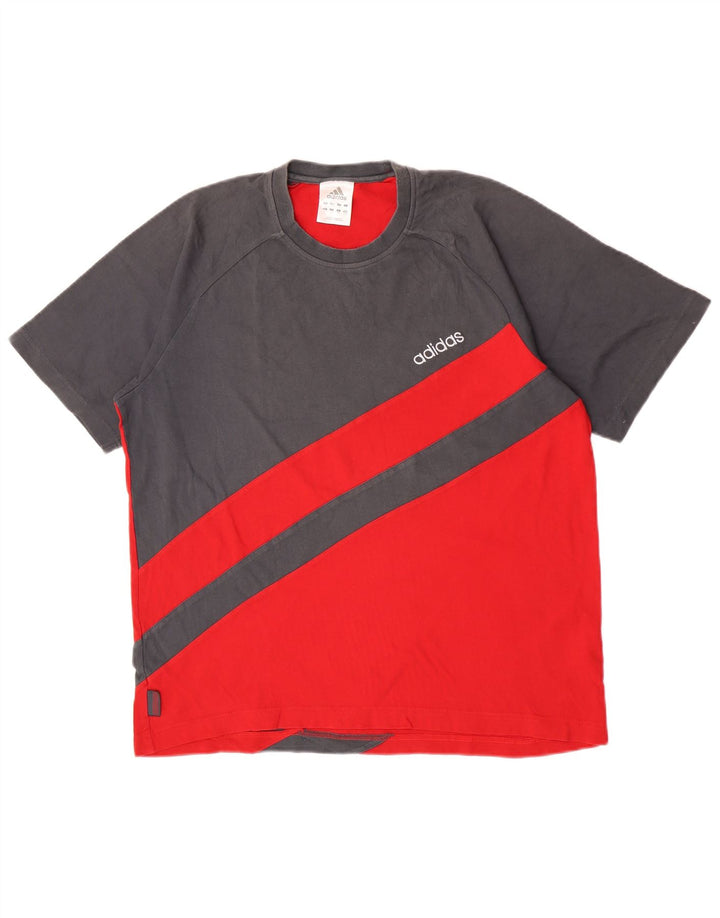 T-shirt Adidas da uomo Top Large in cotone color block grigio