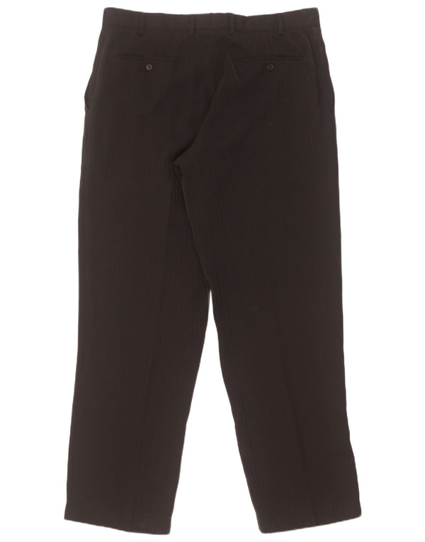 Angelo Litrico Pantaloni da Abito Dritti da Uomo IT 52 XL W38 L32 Gessato Nero