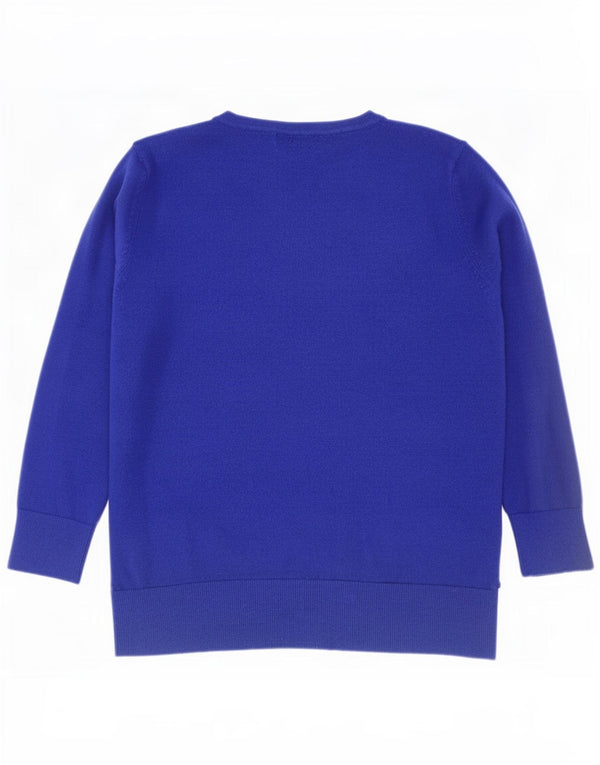 Marks & Spencer Womens 3/4 Sleeve Boat Neck Jumper Sweater UK 14 Large Blue