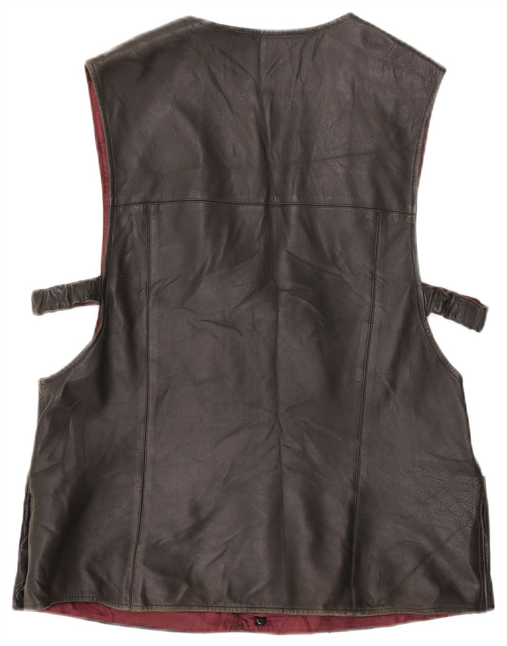 Gilet in pelle da uomo vintage medio nero
