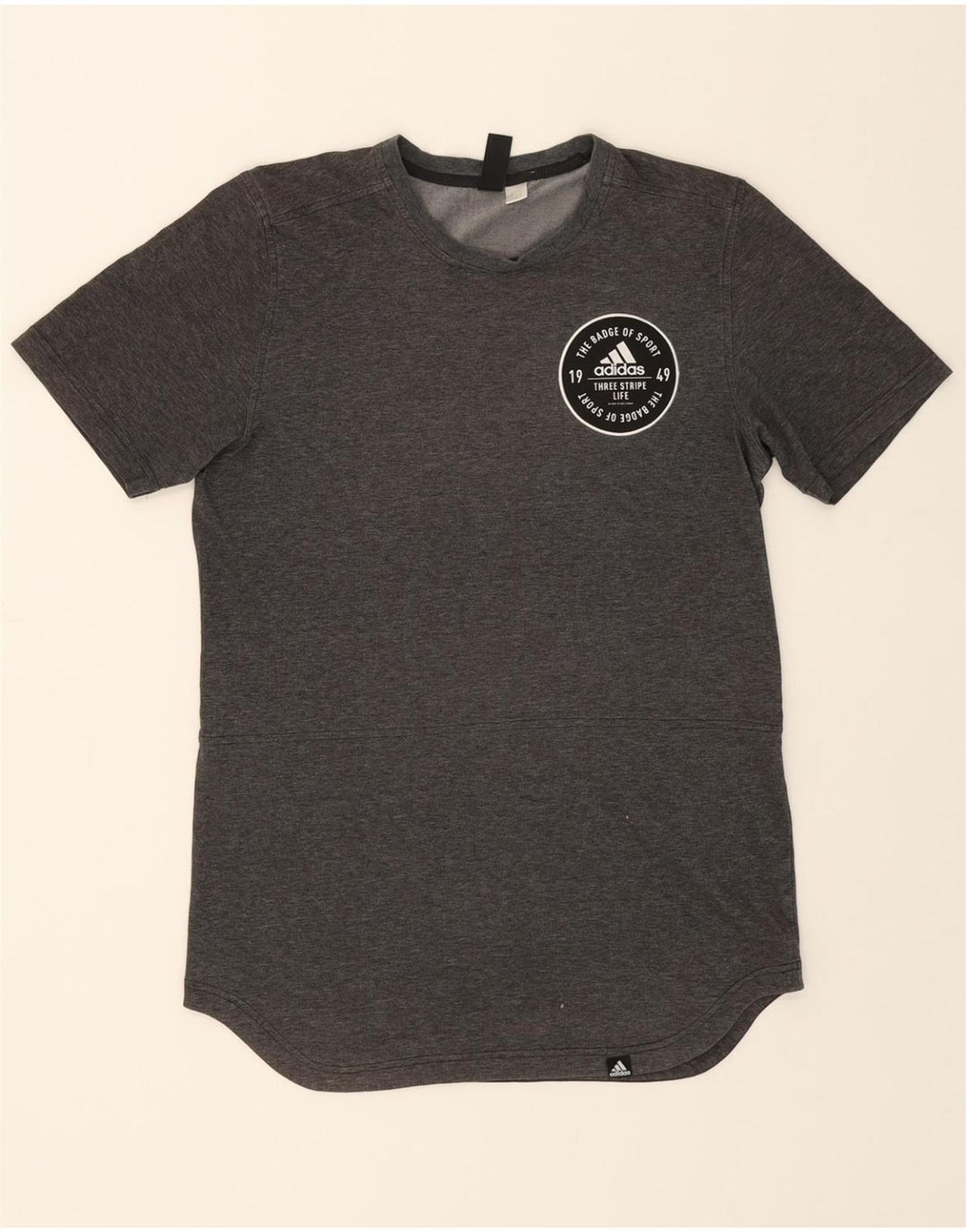 ADIDAS Mens Graphic T-Shirt Top Medium Grey Vintage Adidas and Second-Hand Adidas from Messina Hembry 