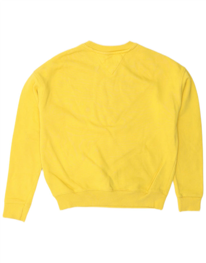TOMMY HILFIGER Felpa oversize da donna Maglione UK 6 XS Cotone giallo