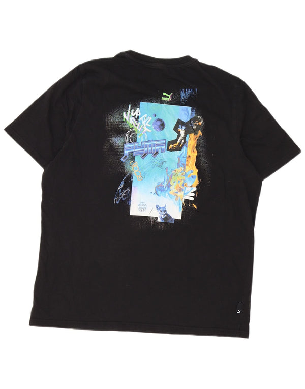 T-shirt grafica da uomo Puma Top XL in cotone nero